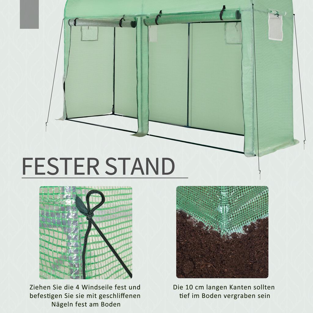 Walk-in Greenhouse, Tomato Greenhouse with Double Doors & 4 Windows, Garden Plant Growth Green House with PE Cover, Steel Frame, Green, 3 X 1 X 2 M