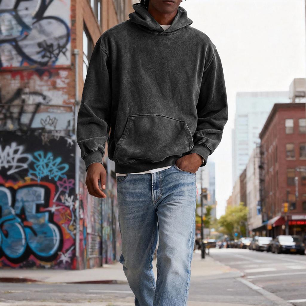 Men Hooded Pullover With Pocket Long Sleeve Fleece Sweatshirt Workout Tops Fall Fashion Hoodie