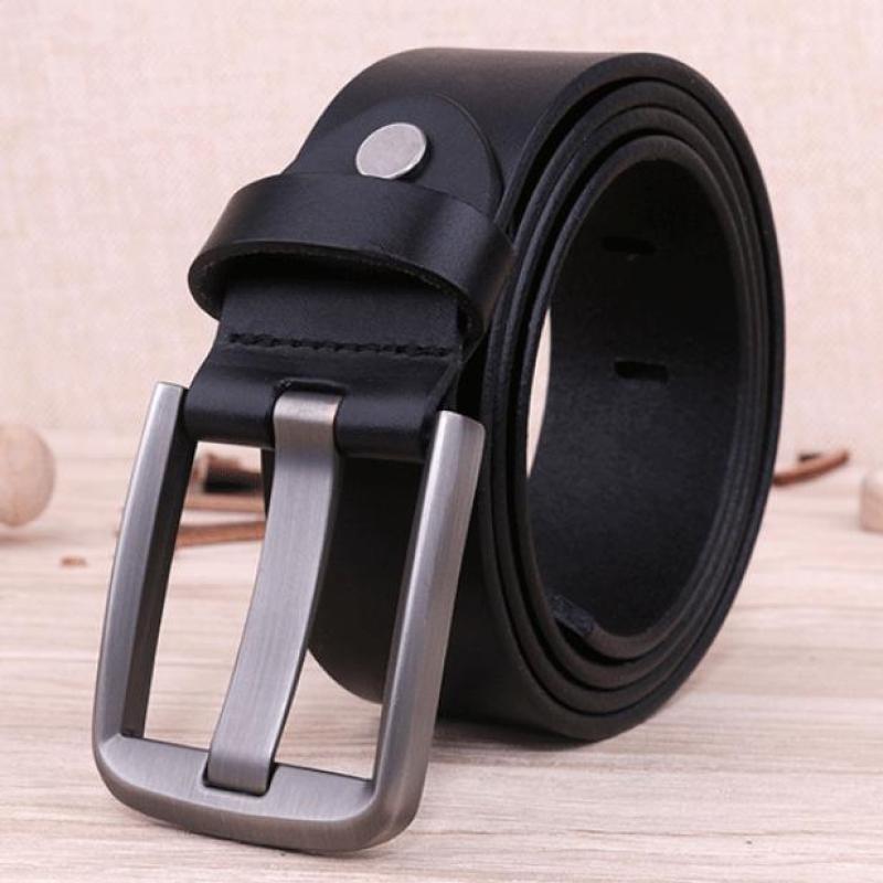 Flat buckle belt leather men Italy first layer pure leather casual