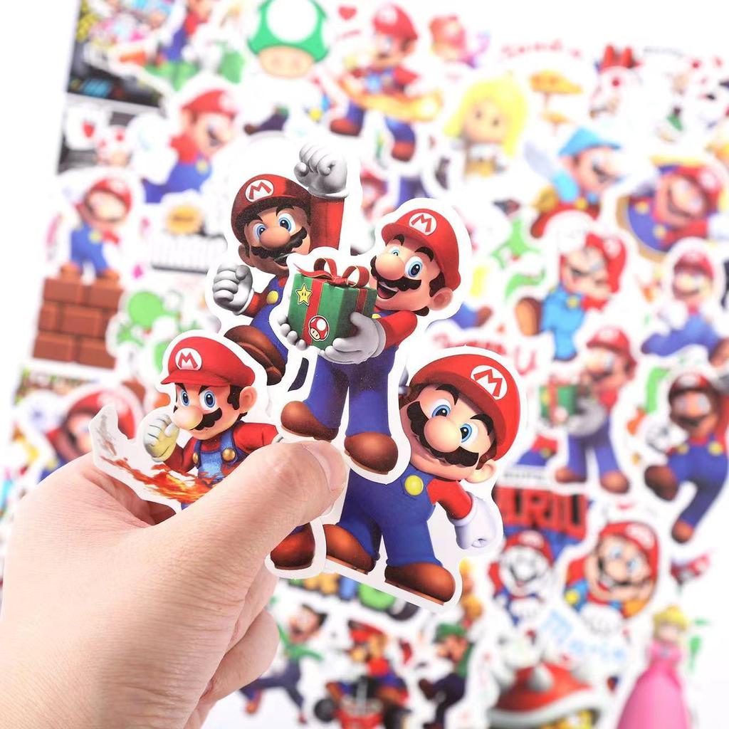 Super Mario Cartoon Sticker Pack: 50 Waterproof Decals for Laptops, Guitars, and Suitcases