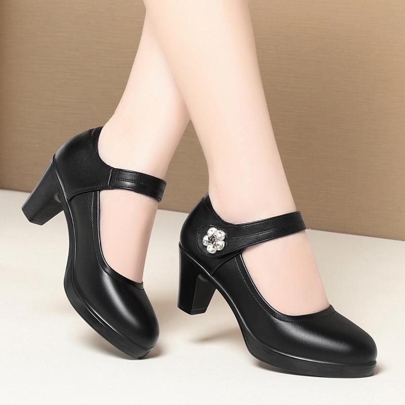 Cheongsam Shoes Model Show High Heels Thick Heels Women's Shoes Waterproof Platform Women's Single Shoes Black Work Shoes