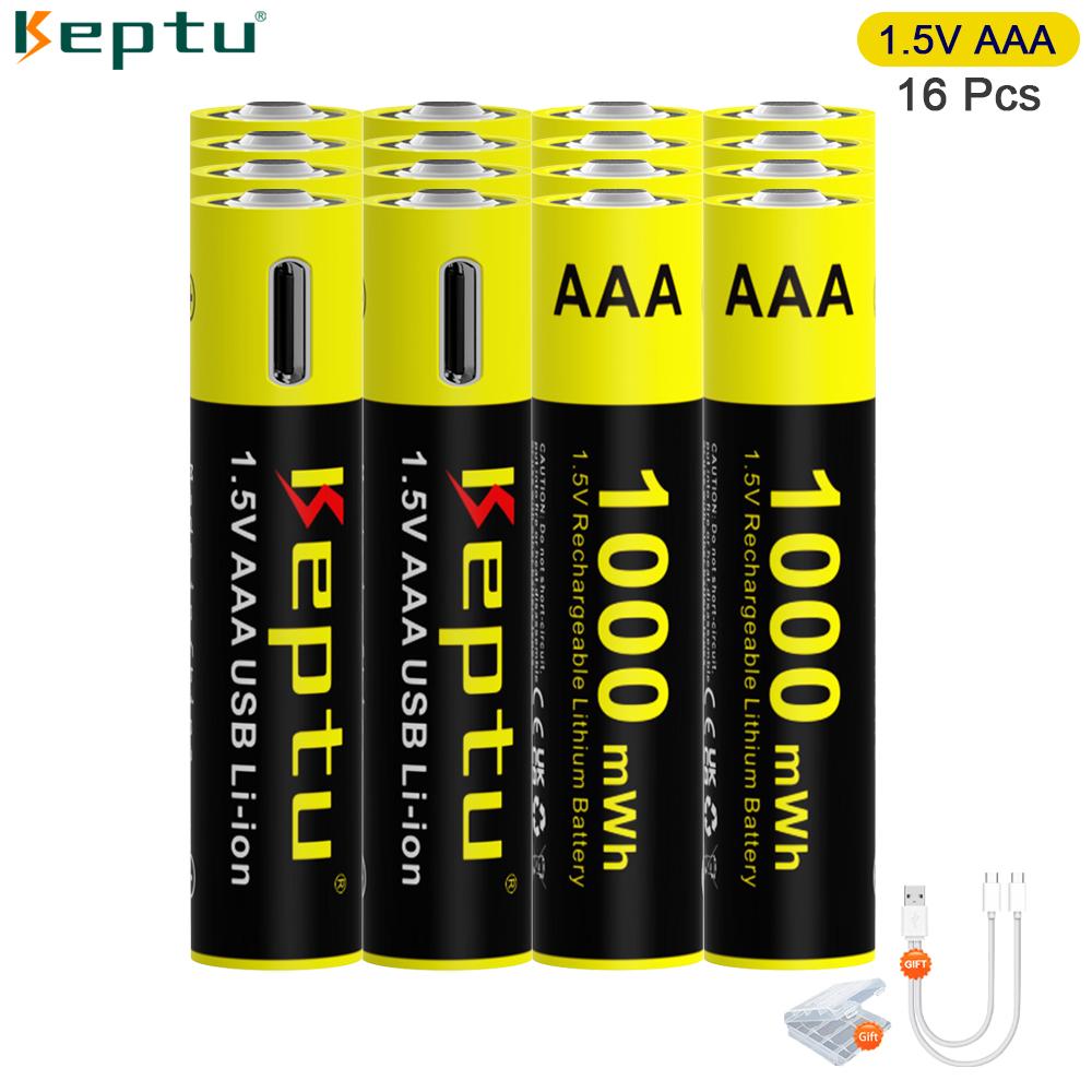 KEPTU 1000mWh 1.5V AAA Rechargeable Li-Ion Battery AAA 3A Bateria Batteries for Camera Toy Car Clocks Computer Motherboard