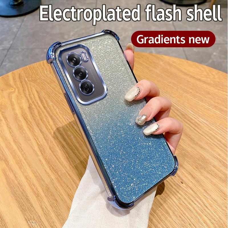 

Luxury Plating Clear Shockproof Glitter Phone Case For OPPO Reno 12 11 10 9 8 Pro 5 6 7 8 Lite 12F 11F 5Z 7Z 8Z 8T 4G 5G Cover Reno 12 5G