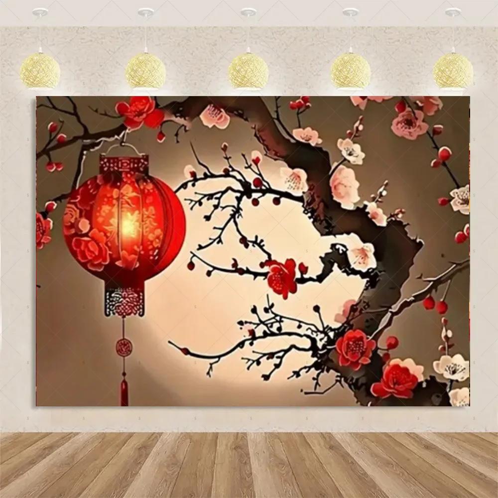 VIKAMA 2026 Spring Festival Backdrop Year Of The Horse Golden Lion Dance Theme Spring Festival Party Decorations