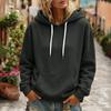 Women's Color Long Sleeve Hoodie with Drawstring Hood and Pocket Casual Pullover