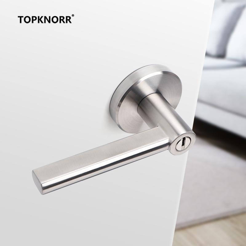 304 Stainless Steel Three-pole Handle Lock Single Tongue Bathroom Interior Door Lock Aisle Fire Door Door Lock With Key