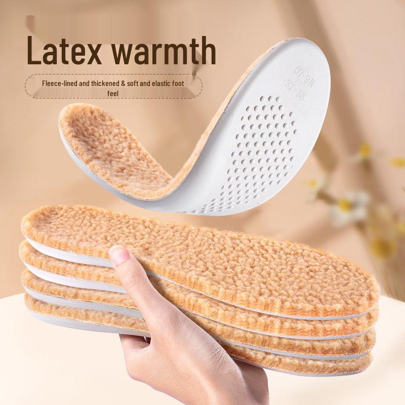 Comfortable Breathable Wool-Velvet Winter Insoles for Men & Women - Thick, Soft, Sweat-Absorbing Sport Cotton PU Soles