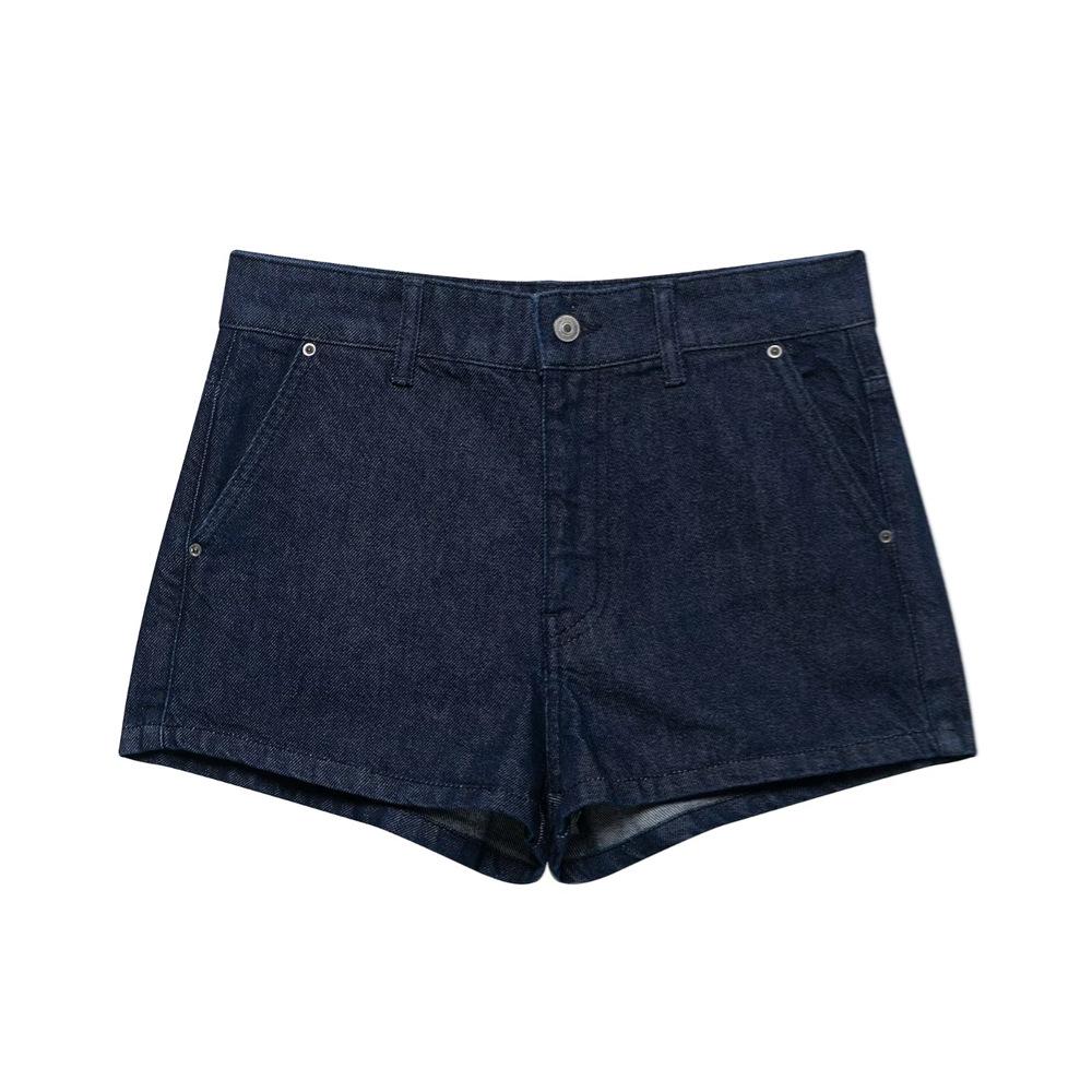 2025 Spring/Summer Women's Round Neck Denim Jacket & High-Waist Casual Shorts Set