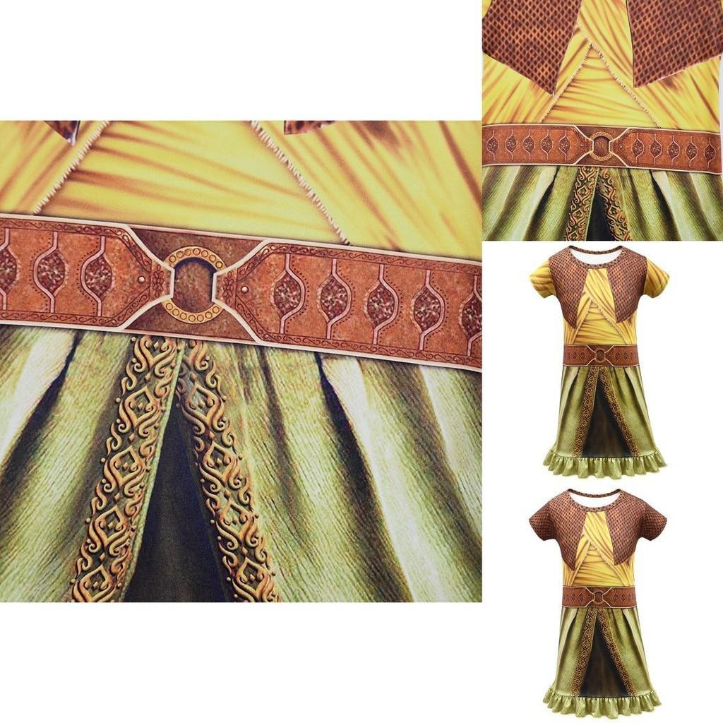 Vibrant Raya And The Last Dragon Girls Printed Short Sleeve Cosplay Fancy Dress Costume