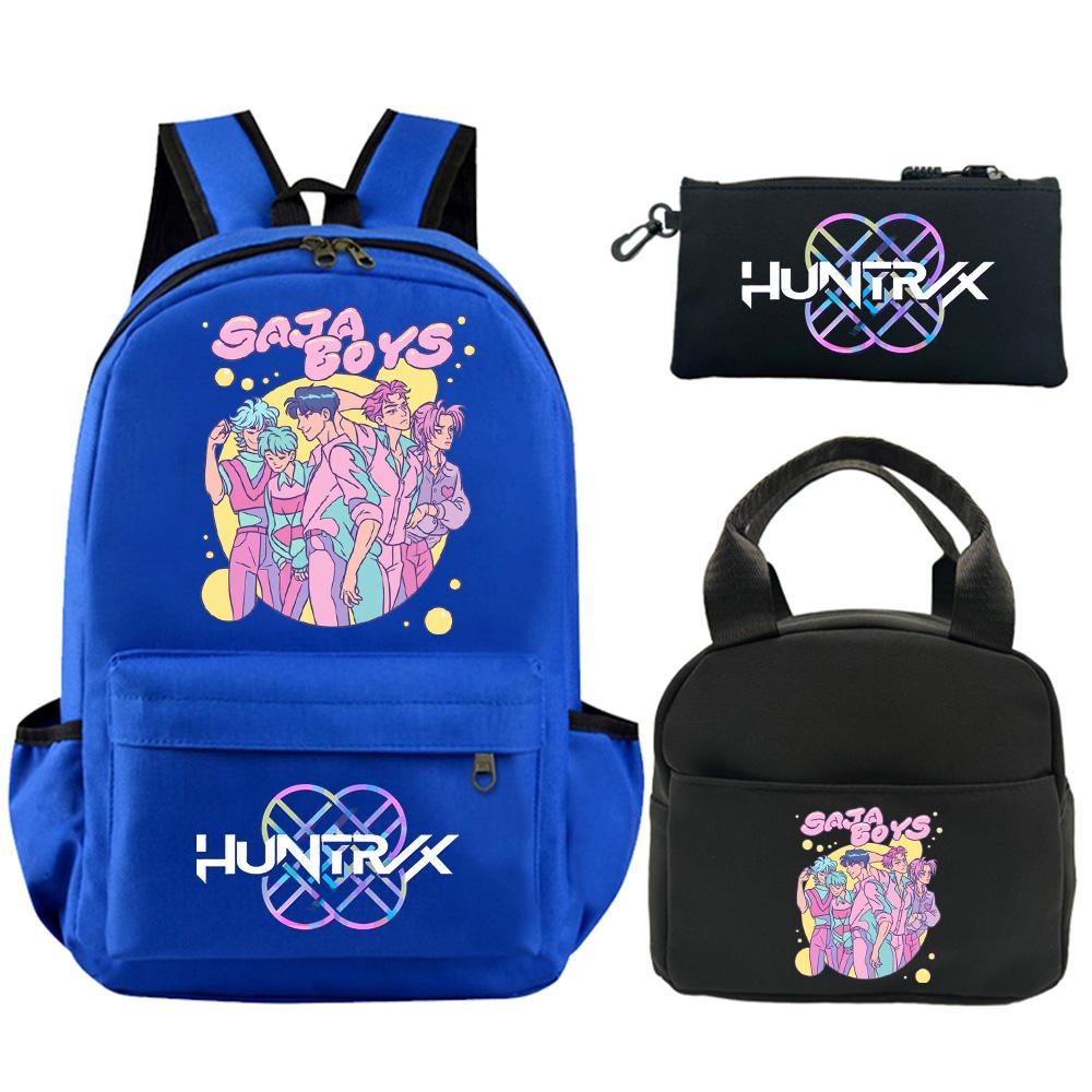 3 st/set Anime Tryckt Ryggsäck med Axelväska Pennfodral för Tonåring Student Pojke Flicka Skolväska Stor Kapacitet Vattentät Bokväska Barnpresent