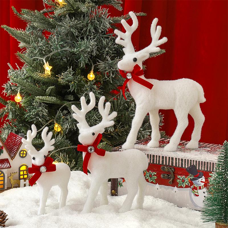 10/13/15CM White Elk Christmas Decoration Plush Reindeer for Christmas Tree Ornaments Decor 2025 Navidad Home Decor New Year