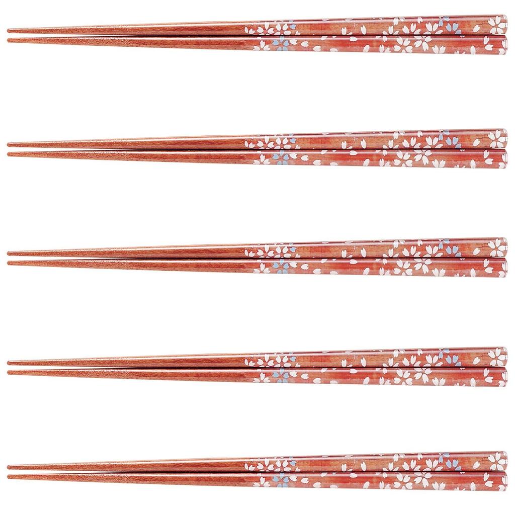 J-kitchens Shibazakura 21cm Dinner Chopstick Set Acrylic Resin Natural Wood Dishwasher Safe Japan