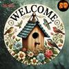 2D Metal Wreath Sign, Round Wall Art Decor for Home, Living Room, Bathroom, Halloween Gift