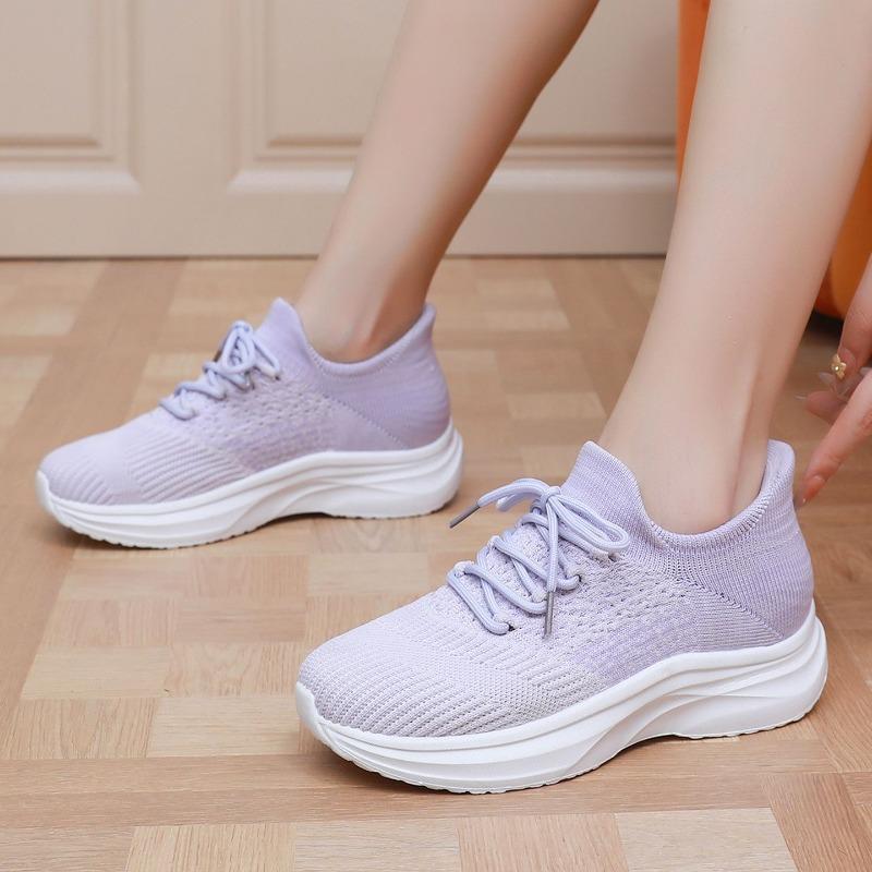 Cloth shoes women's shoes spring and autumn new fly-woven breathable casual soft-soled comfortable single shoes lightweight mother walking shoes