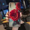 Case For Samsung Galaxy A50 A70 A30 A20s A20e A10 A40 A10s A10e M52 M51 M31 M30s M21 Black Phone Cover Bright Red Rose Flowers