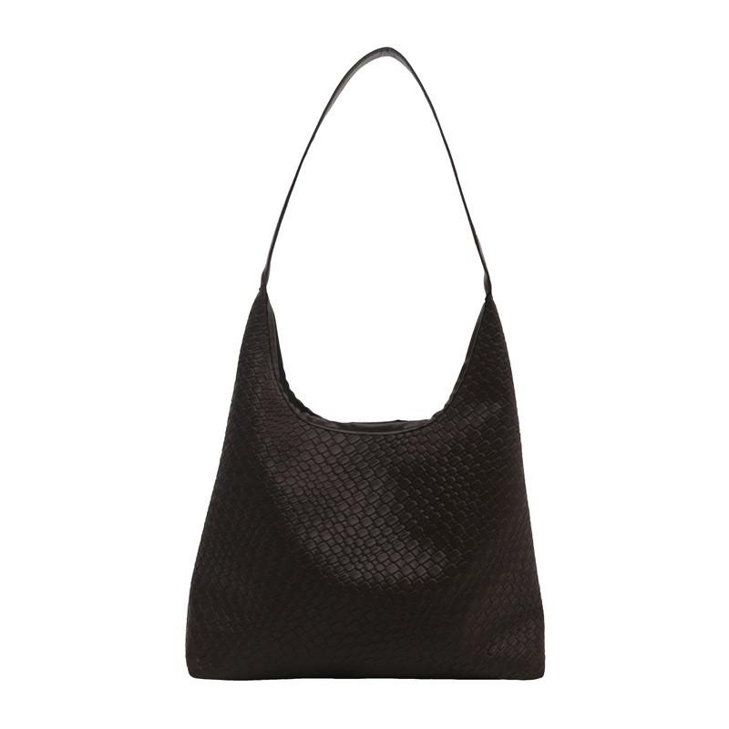 

Stylish Pu Woven Shoulder Bag For Women Featuring Chic Urban Minimalism And Spacious Design кавовий