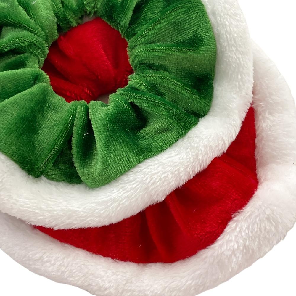 5pcs Christmas-Themed Plush Lace Hair Ties, Women'S High-Elasticity Fabric Hair Ties, Ponytail Bun Hair Ties, Holiday Party Hair Additions