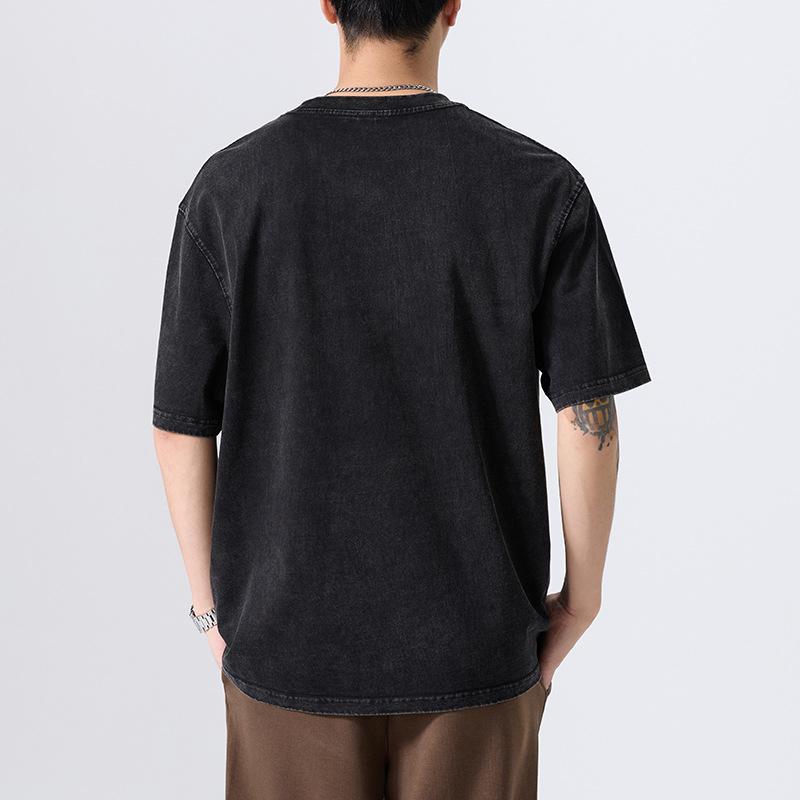 Heavy Short-sleeved T-shirt for Men's New Brand Large-size Clothes Half-sleeved Summer Retro T-shirt