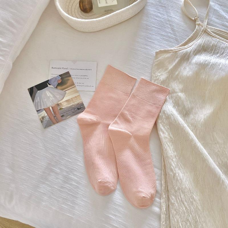

Женские носки до середины икры, не скатывающиеся, из чистого хлопка, свободного кроя, белые для послеродового периода, весны и осени 1 pair розовый