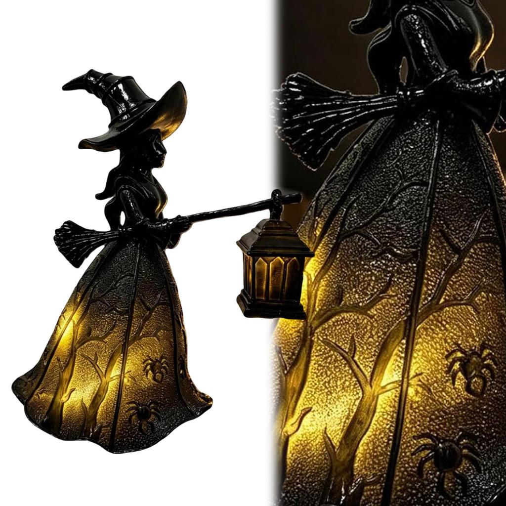 Gothic Style Spooky Atmosphere Lighting Home Decor Stained Glass Gothic Witch Hat Lamp Unique Centerpiece for Spooky Vibes