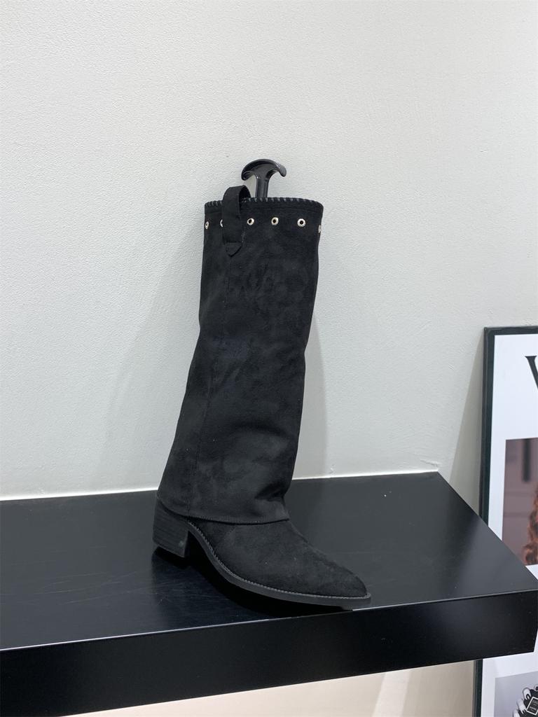 Brown Maillard Suede High Heel Pointed Knight Boots Women's Boots 2025 Fall/Winter Western Skinny Boots