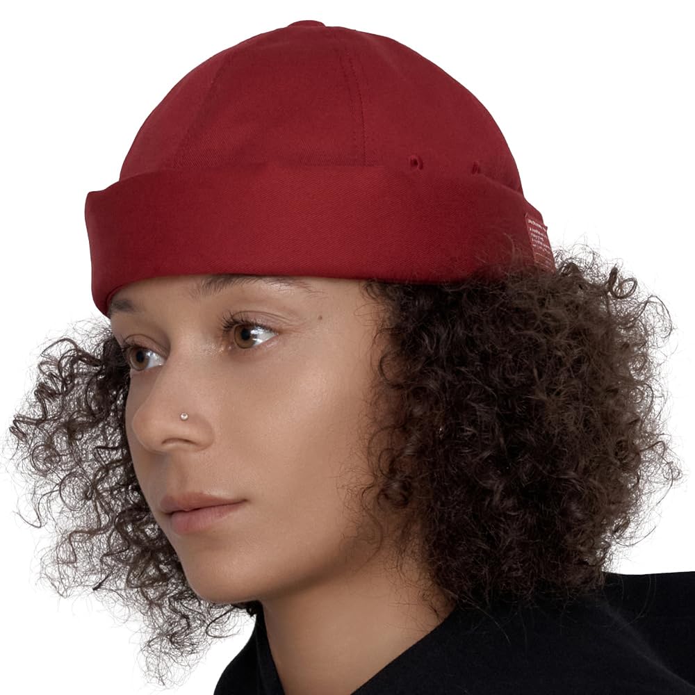 UNDERCONTROL Brimless Sailor Fisherman Leon Roll Mix Docker Beanie US One Red Hat, Cuff, Harbor, Visorless, Skull, Cap, Unisex, Size Size, Color