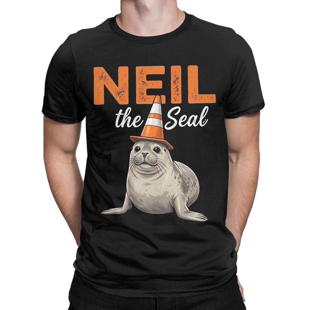 Vintage Neil the Seal Animal TShirts for Unisex Unisex Round Collar Cotton T Shirts Short Sleeve Tee Shirt Printed Tops