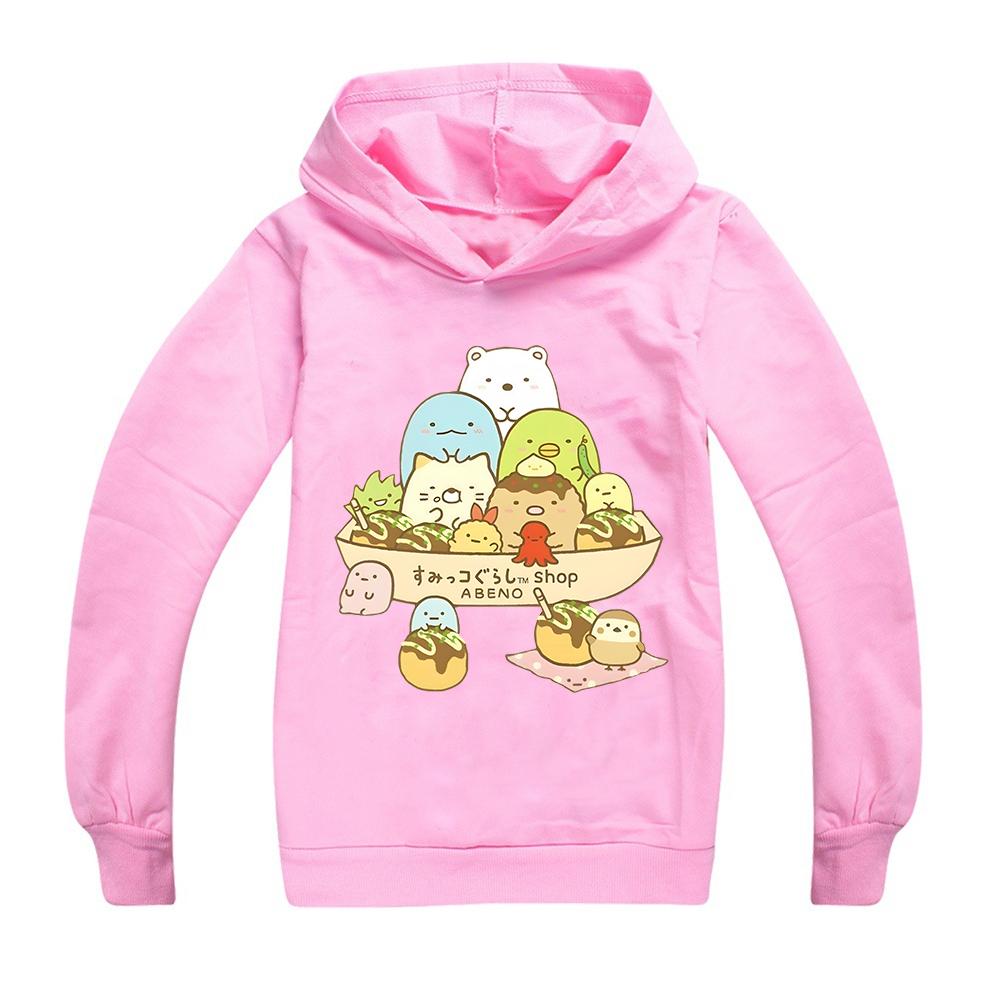 Anime Sumikko Print Hoodies Kids Kawaii Streetwears Children Comic Manga Sumikkogurashi Tops Cotton Boys Girls Clothing