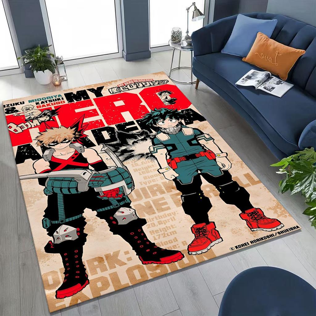 Anime My Hero Academia Deku Katsuki Kreslený koberec do ložnice obývacího pokoje na pohovku domů rohožka dekorace, dětská protiskluzová podložka na hraní
