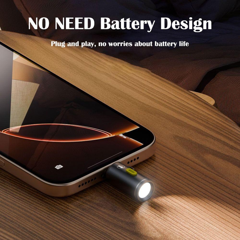 230 High Lumens Type-C Mini Flashlight with Lanyard Portable USB C Emergency Lamp Aluminum Alloy Plug and Play
