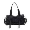 Bolsa de Mão Retrô para Motocicleta Estilosa com Franjas Bolsa Almofada Macia Grande Capacidade Bolsa de Ombro Designer de Nicho Bolsa de Axila