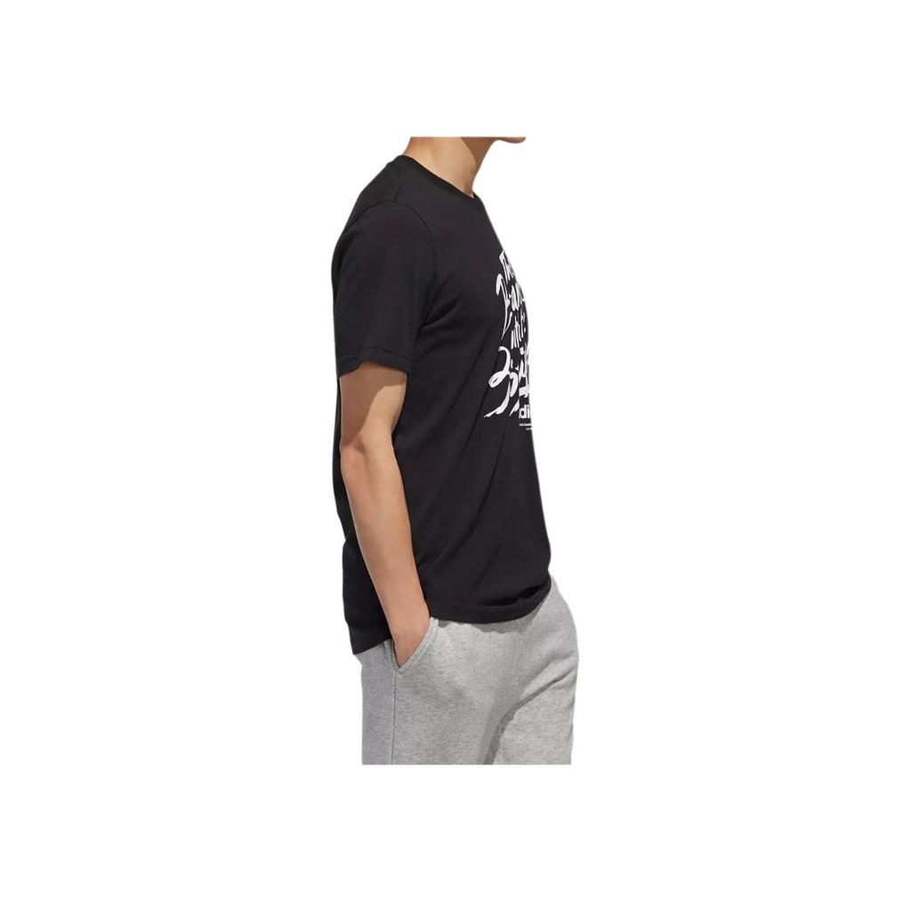 adidas Letter Round Neck Comfortable Short Sleeve T-Shirt Men Tops Black FM6232
