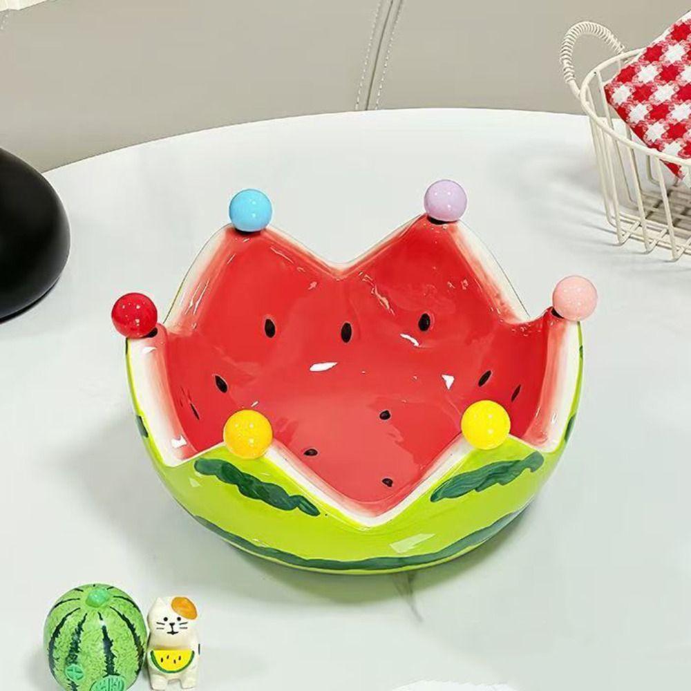 Ceramic Watermelon Shape Fruit Plate Cute Storage Plate Dessert Salad Bowl Snacks