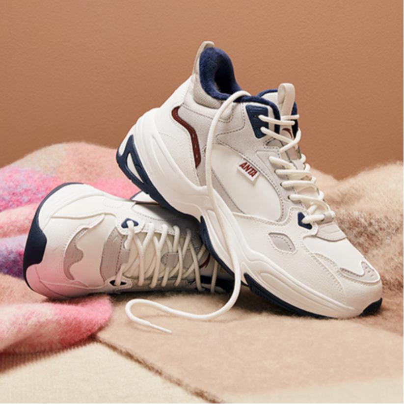 Anta Comfortable Versatile Shock Absorbing Wear Resistant Low Top Casual Shoes Unisex sneakers White Gray 112348991-2