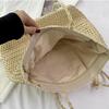 Yogodlns Women Hand Woven Tote Bag Solid Color Large Capacity Square Handbag Straw Shoulder Bag with Tassel Pendant