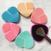 Silicone Sponge Makeup Brush Cleaner Portable Travel Heart Shape Foundation Brush Cleaning Mat Double Sided Cosmetic Brush Washing Pad