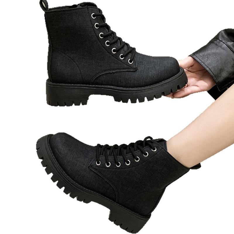 Large Size Martin Boots Women Wish British Platform Single Boots Retro Flat Boots