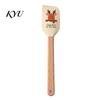 Cookie Dough Mixing Tool Silicone Spatula with Wooden Handle, Christmas Tree/Snowman/Santa Claus/Elk Pattern Themed Kitchenware Decor, Heat Resistant