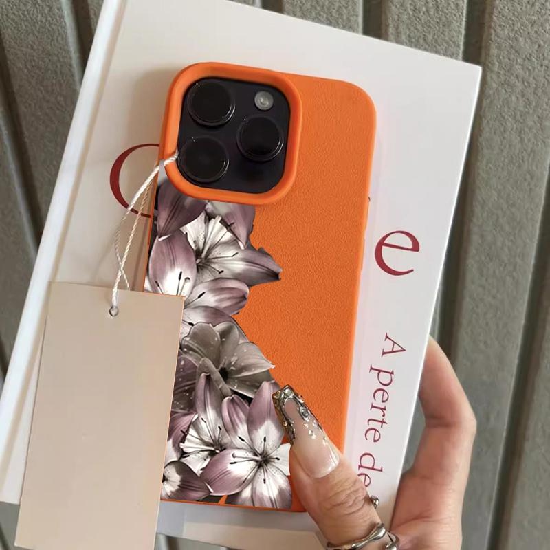 

Phone Case For iPhone 17 16 15 14 Plus 13 12 11 Pro Max 17Air X XR XS Dark Purple Lily Flower Lychee Texture Silicone Soft Cover iPhone XR
