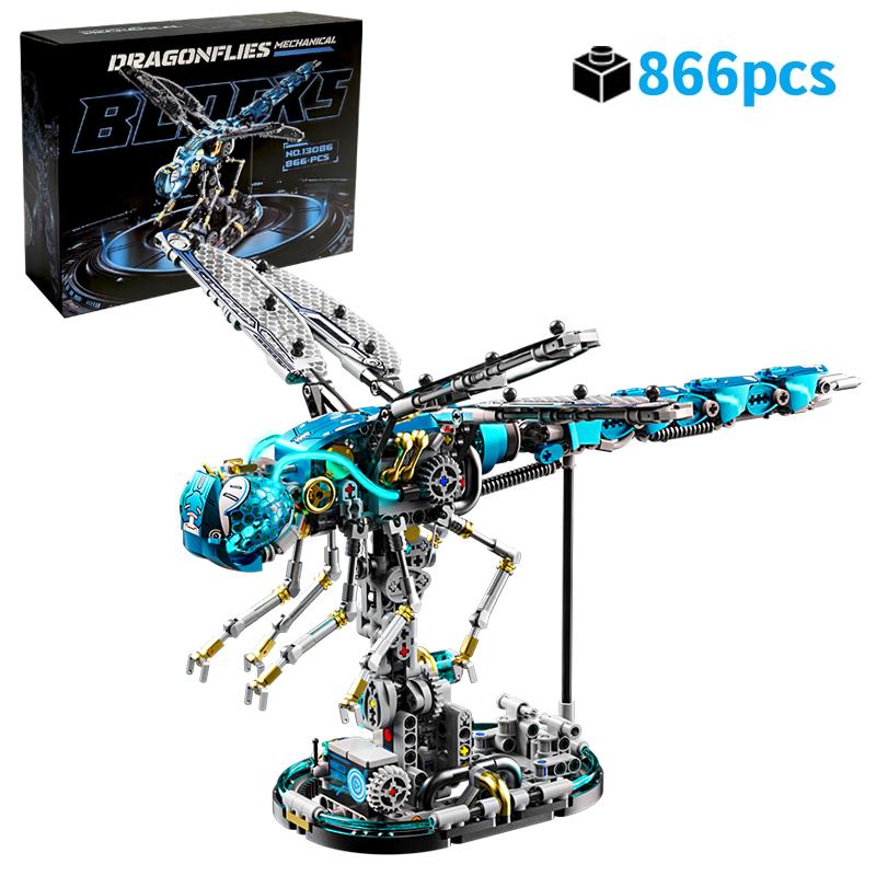 Non-Toxic New Mechanical Dragonfly Building Blocks Bricks Insect Simulation World Animal Model Kid Toy For Kids Birthday Christmas Gifts