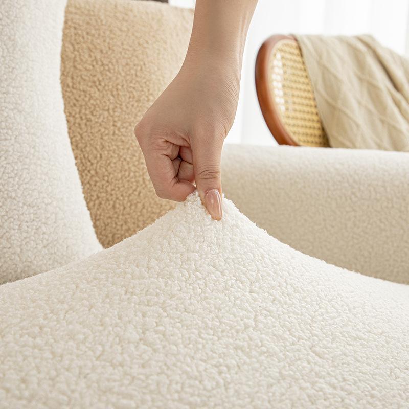 Thickened plush all - encompassing sofa cover with elasticity for lazy sofas provides protection from cat scratches and dust