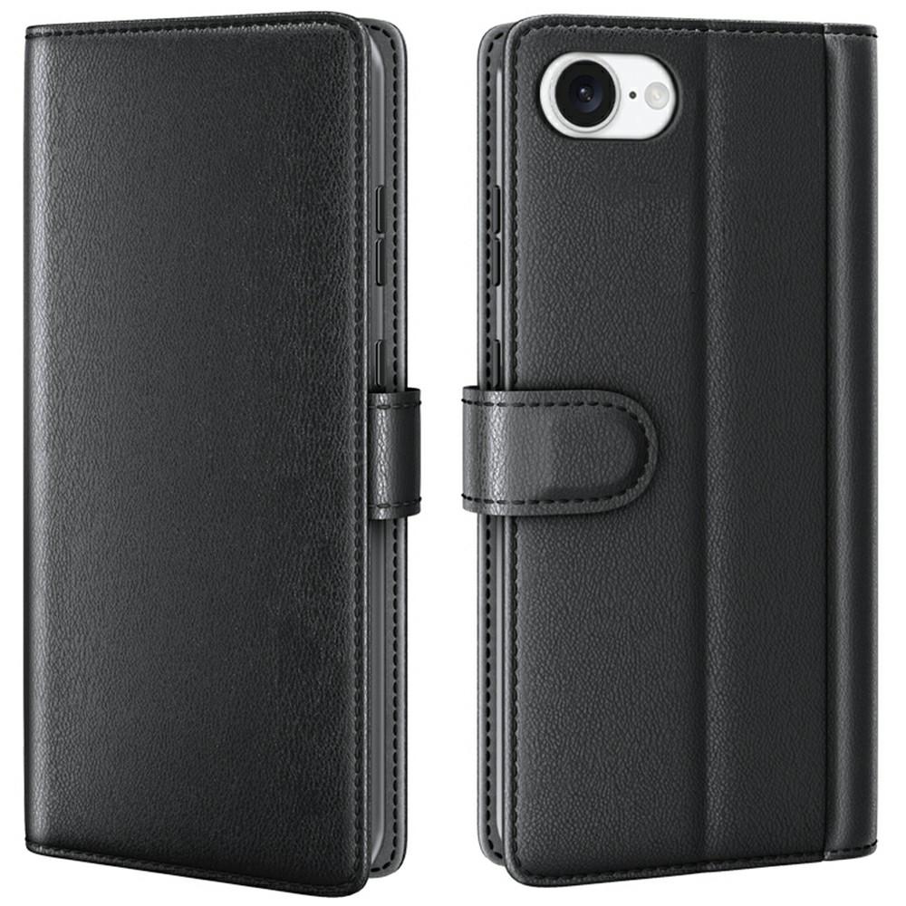 For iPhone 16e Case Genuine Split Leather Phone Cover with Wallet Stand A