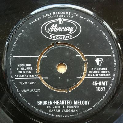 7inch Record SARAH VAUGHAN - Broken-hearted Melody / Misty 45AMT1057 MERCURY 1959 UK Jazz Used