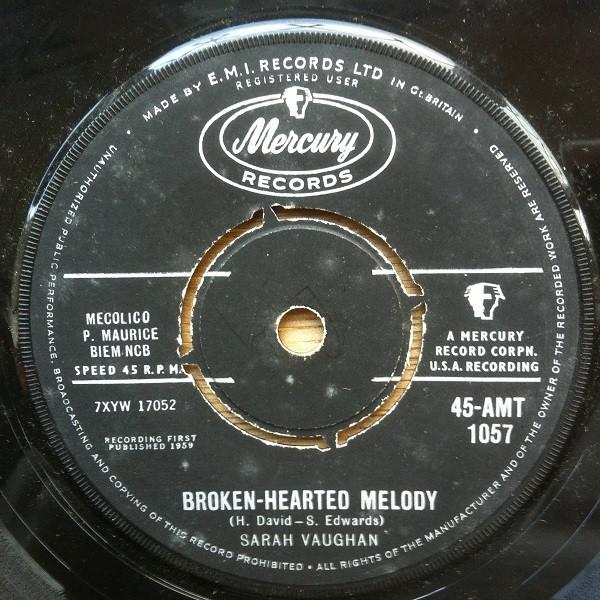 7inch Record SARAH VAUGHAN - Broken-hearted Melody / Misty 45AMT1057 MERCURY 1959 UK Jazz Used