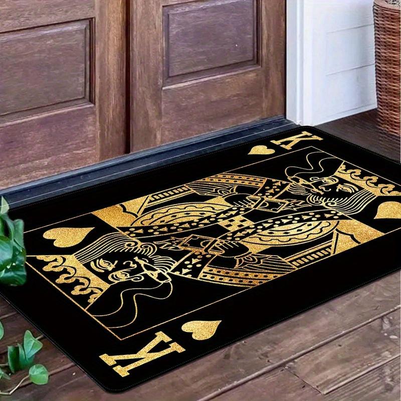 

Large Non Slip Crystal Velvet Mat 3D Golden Playing Cards Minimalist Design Plush Floor Mat Indoor Outdoor Entrance Kitchen 50x80cm20x31in