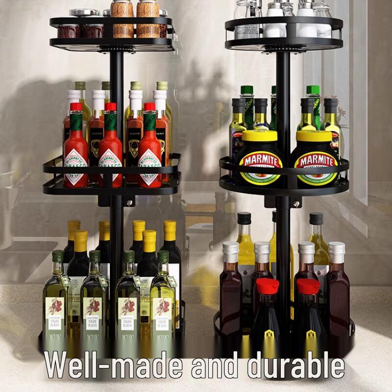 3-Tier Square Rotating Countertop Seasoning Organizer