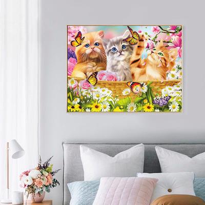 Pictura cu diamant Pisica Set complet Broderie cu diamante Imagini de animale din pictura cu margele cu strasuri