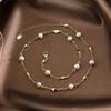 Rinntin Gold Plated Geometry Shape Clavicle Necklace with Pearls for Women Gold Ins Simple Necklace Fine Jewelry
