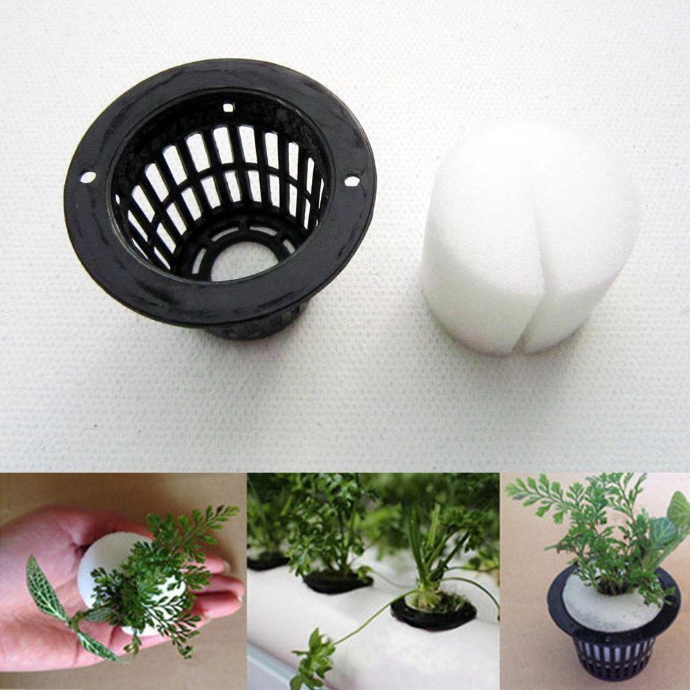 Plant Grow Hydroponic Garden Clone Foam Insert Nursery Pots Planting Basket Mesh Pot Net Cup