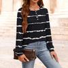 Women's Fashion V-Neck Button-Up T-Shirt With Patchwork Print Long-Sleeved Top